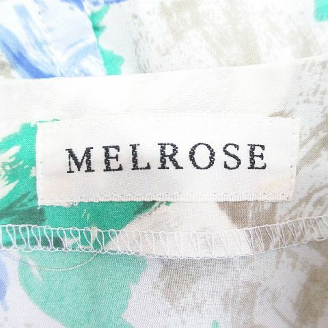 MELROSE(メルローズ)のメルローズ 花柄 半袖 膝丈 タイトワンピ ベージュ系 日本製 スリット 裏地 レディースのワンピース(ひざ丈ワンピース)の商品写真