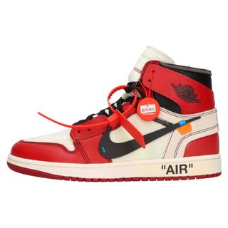 ナイキ(NIKE)のNIKE ナイキ ×OFF-WHITE THE 10 AIR JORDAN 1 CHICAGO AA3834-101 オフホワイト ザテン エアジョーダン1 シカゴ ハイカットスニーカー US8.5/26.5cm ホワイト/レッド(スニーカー)