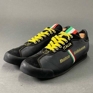 ドルチェアンドガッバーナ(DOLCE&GABBANA)の7d21 DOLCE&GABBANA ドルチェ＆ガッバーナ ITALIA ローカットスニーカー レザースニーカー 7 ブラック レザー メンズ(スニーカー)