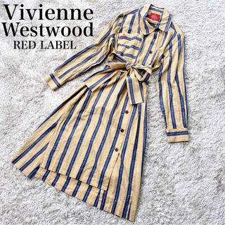 ヴィヴィアンウエストウッド(Vivienne Westwood)の【美品】ヴィヴィアンウエストウッド 変形 シャツ ロング ワンピース オーブ刺繍(ロングワンピース/マキシワンピース)