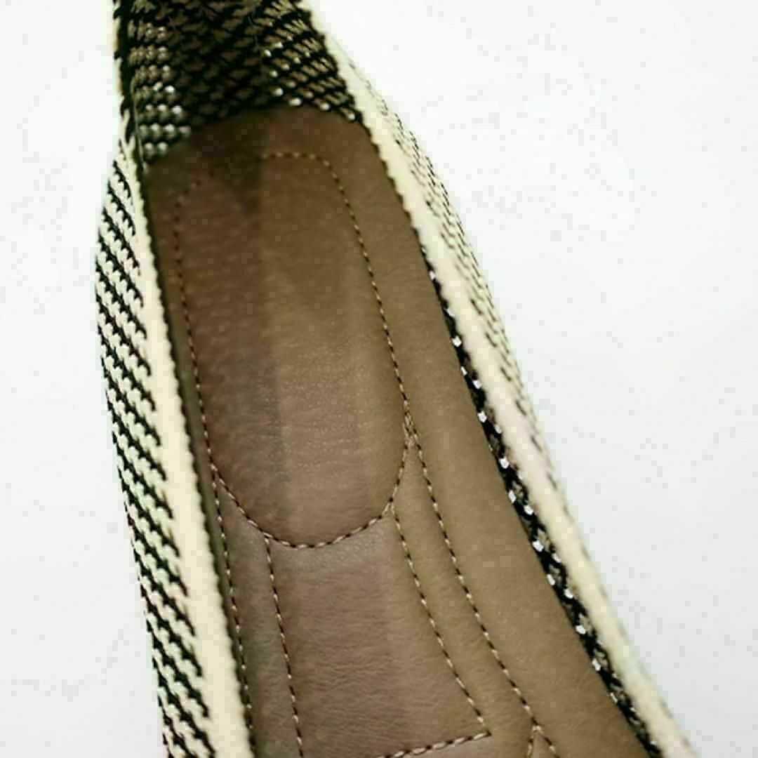 216☆13　ニットパンプス　スクエアトゥ　ブラウン　24cm　ローヒール　靴 レディースの靴/シューズ(ハイヒール/パンプス)の商品写真