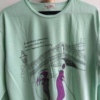 M～Lサイズ 長袖 Tシャツ グリーン　02107(Tシャツ(長袖/七分))