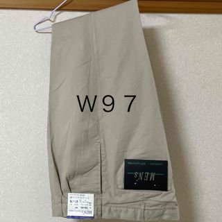 【値下げ‼️】メンズ チノパン W97 ベージュ 綿混 薄手 新品未使用品(チノパン)