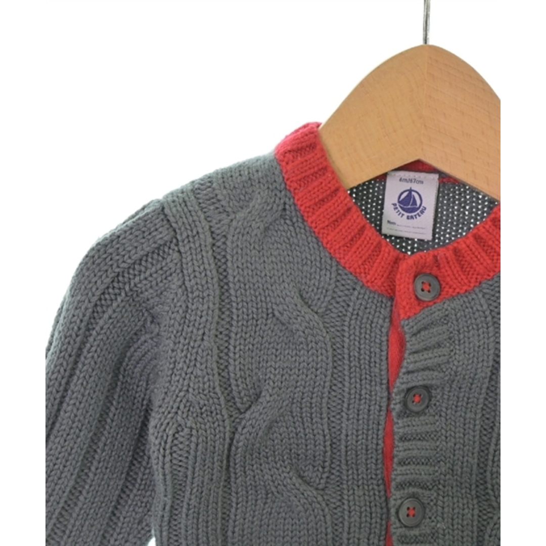 PETIT BATEAU(プチバトー)のPETIT BATEAU プチバトー ニット 70 グレーx赤 【古着】【中古】 キッズ/ベビー/マタニティのキッズ服女の子用(90cm~)(ニット)の商品写真