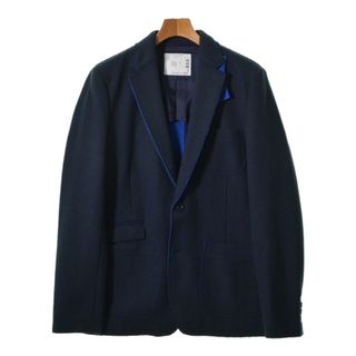 サカイ(sacai)のsacai サカイ カジュアルジャケット 2(M位) グレーx青(ストライプ) 【古着】【中古】(テーラードジャケット)