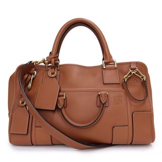 ロエベ(LOEWE)のロエベ アマソナ 36 マルチプリケーション 2WAY 斜め掛け ショルダー ハンドバッグ カーフスキン レザー タン ブラウン 茶 326.30MN22 LOEWE（美品）(ハンドバッグ)