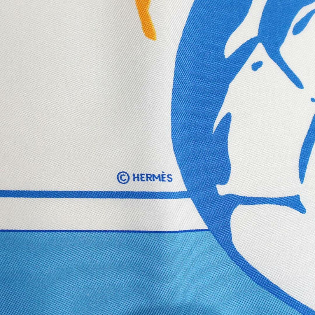 Hermes(エルメス)のエルメス カレ 90 Vive les champions! ビバ チャンピオン スカーフ シルク100％ ブルー ホワイト イエロー 青 白 黄 HERMES（新品・未使用品） レディースのファッション小物(バンダナ/スカーフ)の商品写真