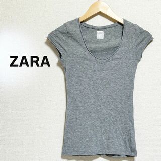 ザラ(ZARA)のZARA basic ザラベーシック　カットソー　Tシャツ　半袖　グレー(カットソー(半袖/袖なし))