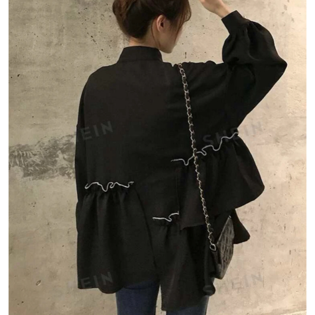 SHEIN(シーイン)のアシメトリーフリルブラウス レディースのトップス(シャツ/ブラウス(長袖/七分))の商品写真