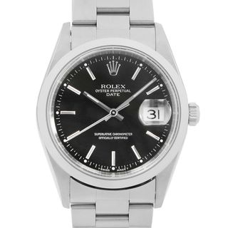 ロレックス(ROLEX)のロレックス オイスターパーペチュアル デイト 15200 ブラック バー A番 メンズ 中古 腕時計(腕時計(アナログ))