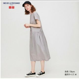 ユニクロ(UNIQLO)の新品　ユニクロ　イネス　コットンリネンワンピース(ひざ丈ワンピース)