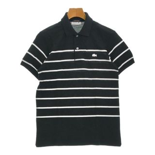 ラコステ(LACOSTE)のLACOSTE ラコステ ポロシャツ 2(S位) 黒x白(ボーダー) 【古着】【中古】(ポロシャツ)