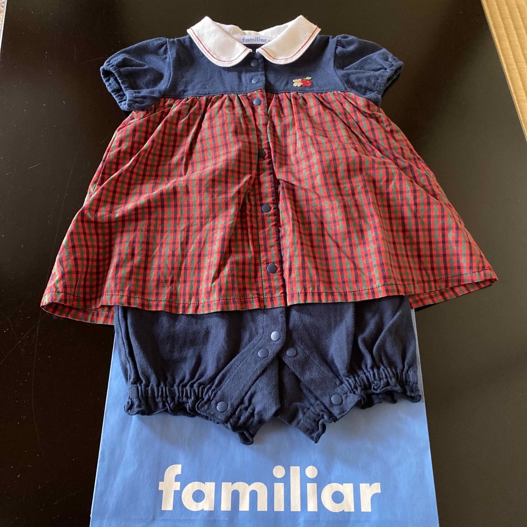 familiar(ファミリア)の超美品ファミリアロンパース80 キッズ/ベビー/マタニティのベビー服(~85cm)(ロンパース)の商品写真