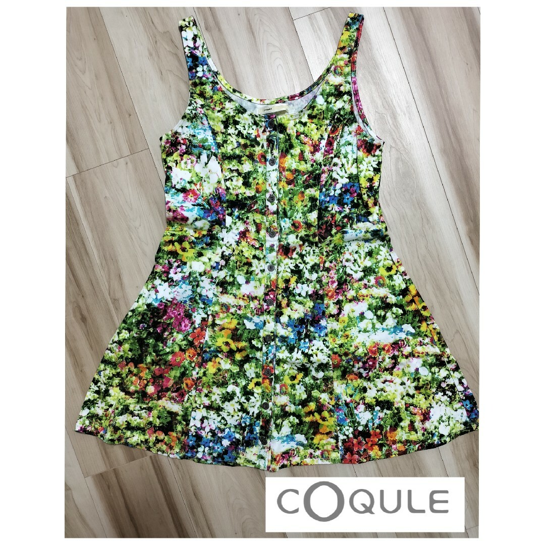 COQULE コクレ タンクトップ ワンピース 夏服 花柄 レディースのワンピース(ひざ丈ワンピース)の商品写真