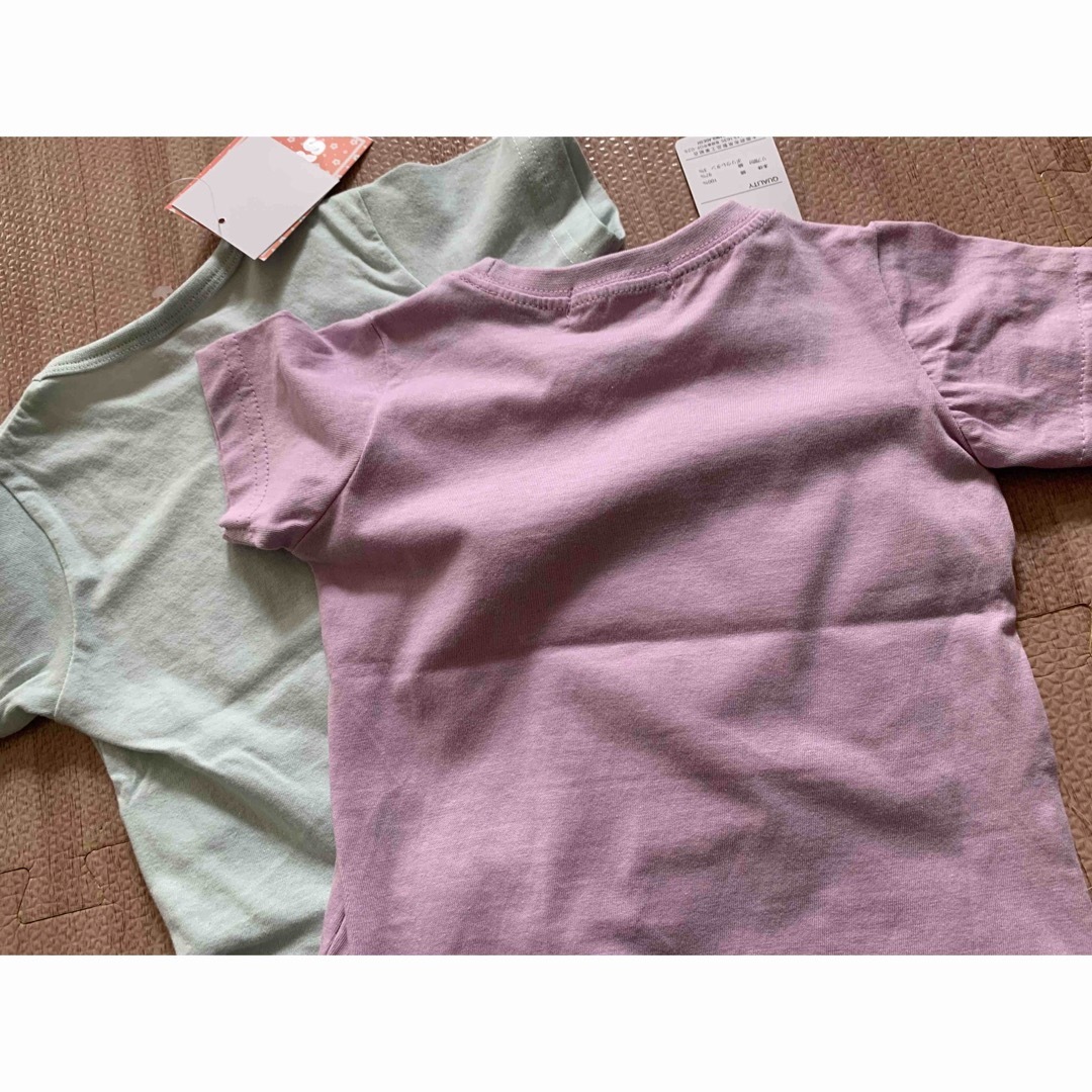 新品未使用　80 女の子向けTシャツ　2枚セット　綿100% 保育園　パステル キッズ/ベビー/マタニティのベビー服(~85cm)(Ｔシャツ)の商品写真