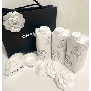 CHANEL - シャネル カメリア柄 ナチュラルウォーター 3本 リボン ショッパー付