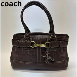 コーチ(COACH)のCOACH　コーチ　ハンドバッグ　茶色　ブラウン　肩掛け　本革　レザー(ハンドバッグ)