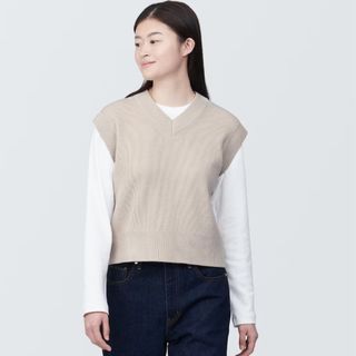 MUJI (無印良品) - 無印良品　洗える畦編みショート丈Ｖネックベスト