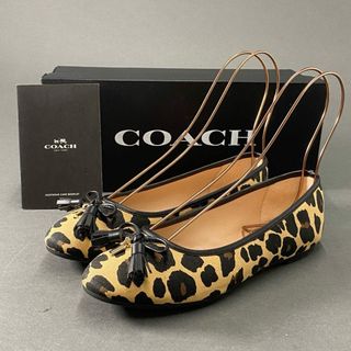 COACH - 7d21 【美品】 COACH コーチ タッセル付き フラットシューズ バレエシューズ 23.0 ベージュ系 キャンバス レディース 靴 女性靴