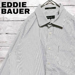 Eddie Bauer - 33i US古着 EddieBauer 長袖シャツ ストライプ 胸ポケット付き