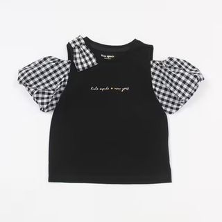 kate spade new york - ケイトスペース新品新作タグ付きトドラー ギンガムスリーブTシャツ100