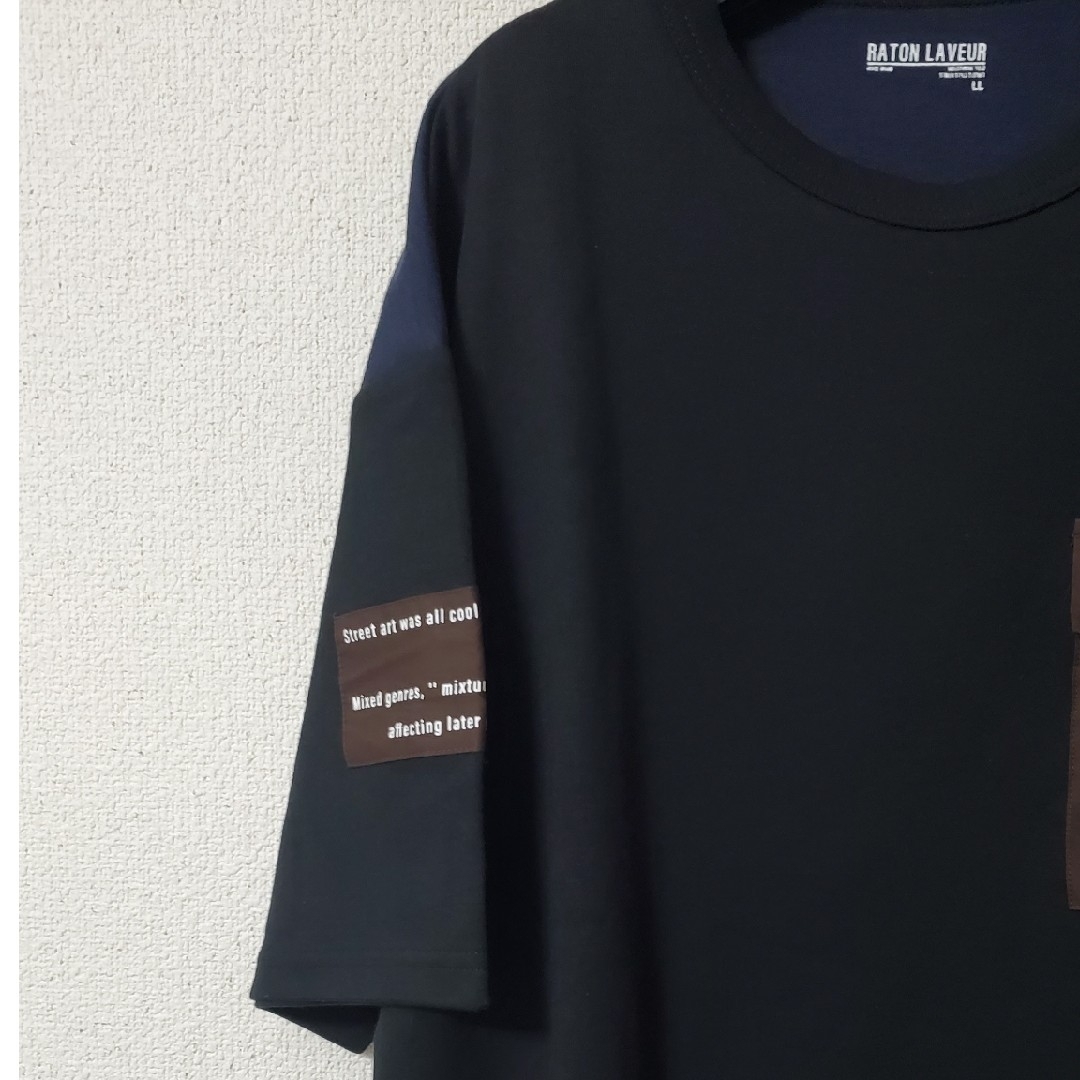 新品　黒✕紺　ポケット付きカットソー メンズのトップス(Tシャツ/カットソー(半袖/袖なし))の商品写真