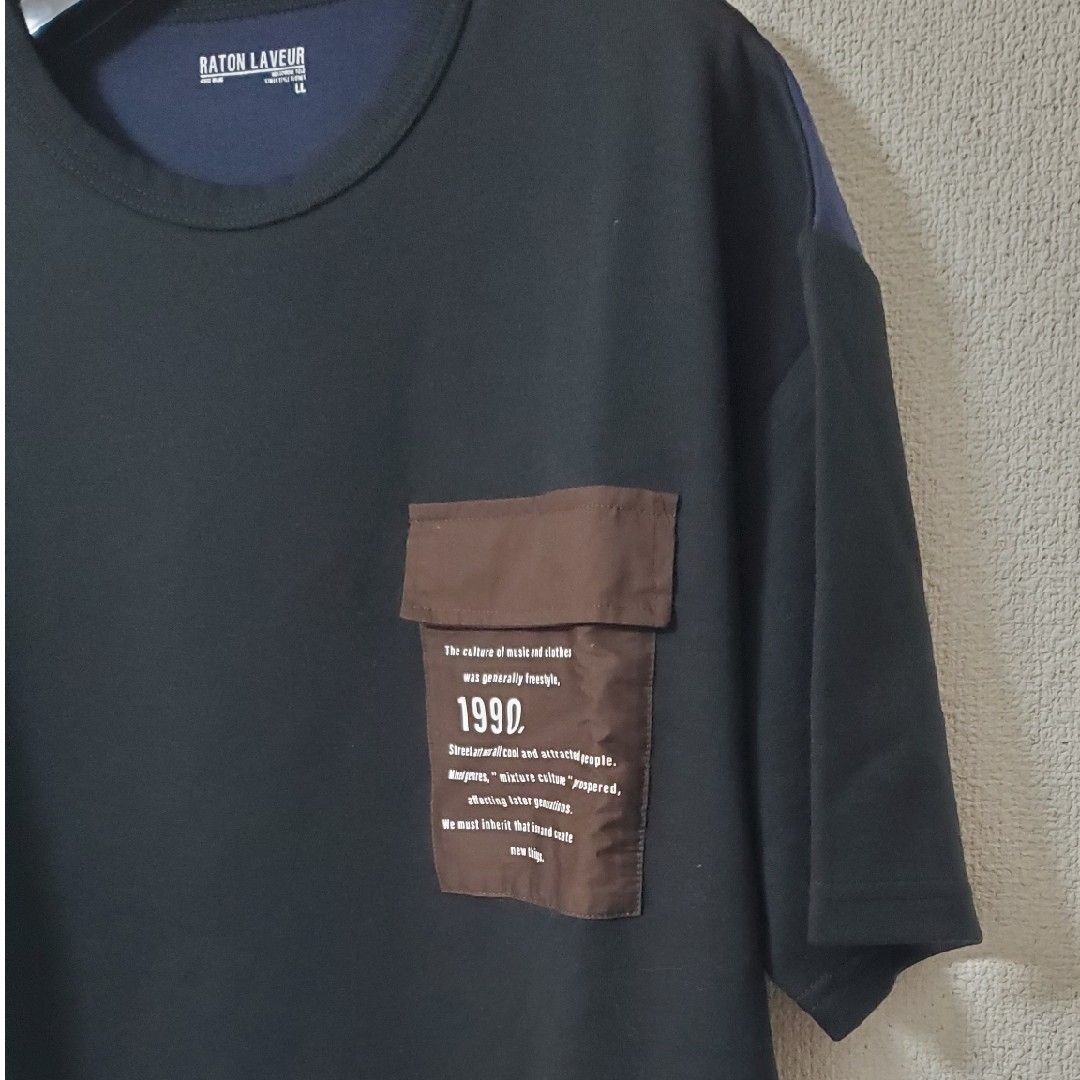 新品　黒✕紺　ポケット付きカットソー メンズのトップス(Tシャツ/カットソー(半袖/袖なし))の商品写真