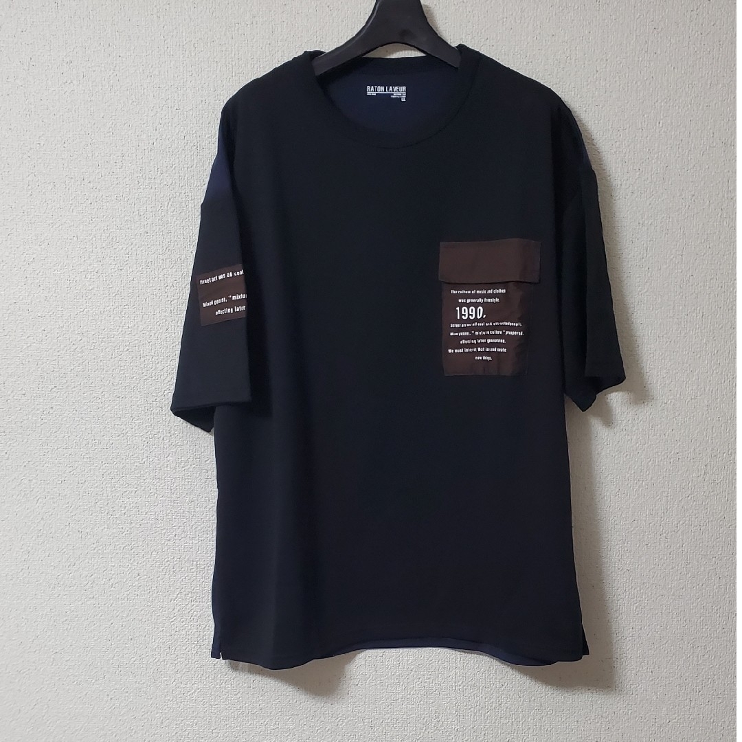 新品　黒✕紺　ポケット付きカットソー メンズのトップス(Tシャツ/カットソー(半袖/袖なし))の商品写真