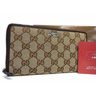 グッチ(Gucci)の■新品■未使用■ GUCCI グッチ 112724 GG柄 GGキャンバス×レザー ラウンドファスナー 長財布 ウォレット ブラウン系 AW5515(長財布)