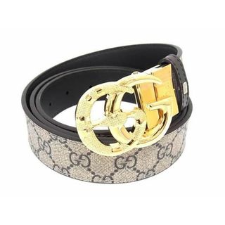 グッチ(Gucci)の■新品同様■ GUCCI グッチ 411924 GGマーモント GGスプリーム PVC ゴールド金具 スネーク ベルト メンズ ブラウン系 FC3475(ベルト)