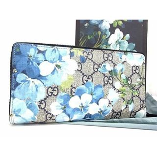 グッチ(Gucci)の■新品■未使用■ GUCCI グッチ 408665 GGブルームス PVC ラウンドファスナー 長財布 ウォレット レディース ブルー系×グレー系 FC3457(長財布)