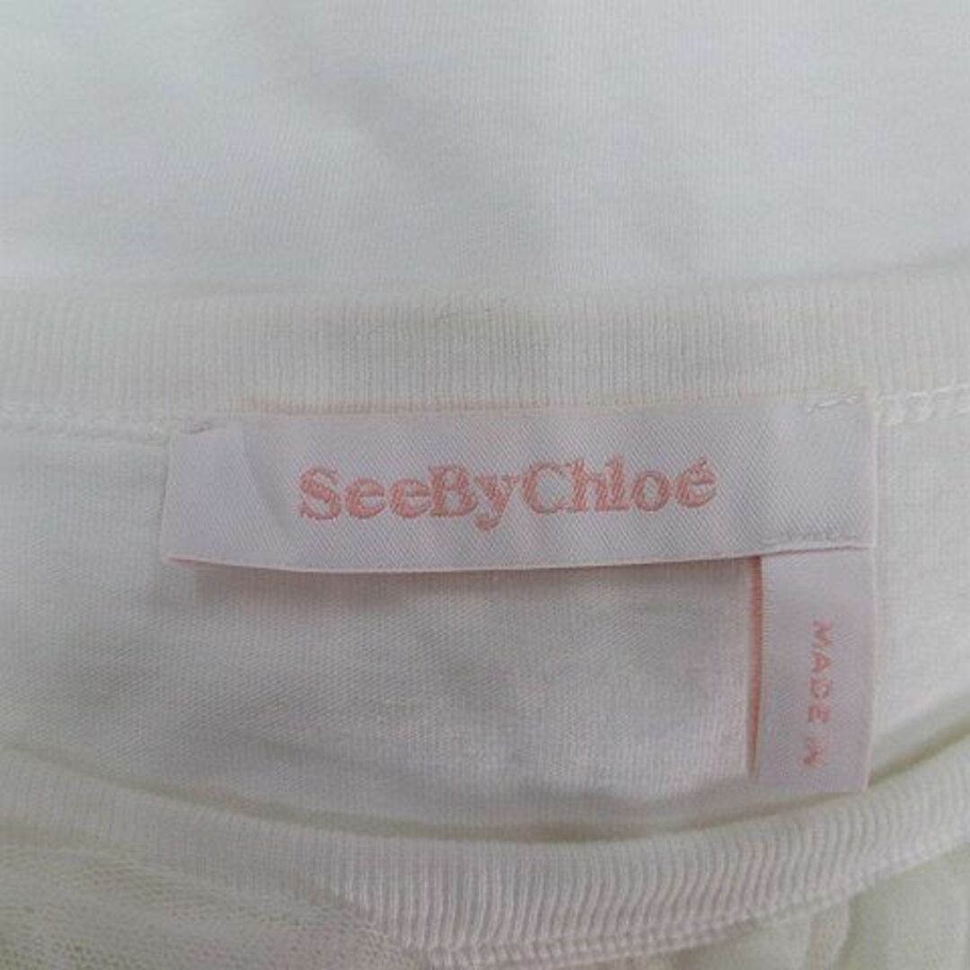 SEE BY CHLOE(シーバイクロエ)のSEE BY CHLOE ノースリーブ カットソー XS 白系 ホワイト レース レディースのトップス(カットソー(半袖/袖なし))の商品写真