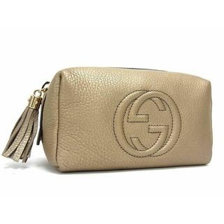 グッチ(Gucci)の■新品同様■ GUCCI グッチ インターロッキングG ソーホー レザー メイクポーチ 小物入れ マルチケース レディース ゴールド系 AW5499(ハンドバッグ)