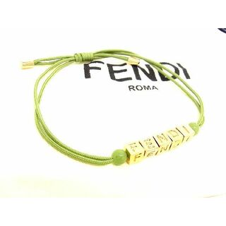 ■新品同様■ FENDI フェンディ レザー ブレスレット アクセサリー レディース グリーン系×ゴールド系 AW5352