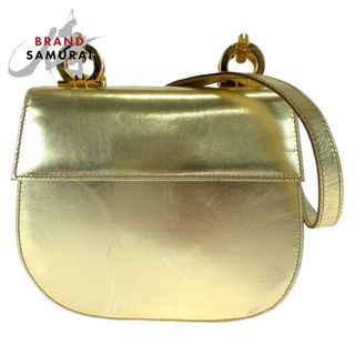 Salvatore Ferragamo - Salvatore Ferragamo サルヴァトーレフェラガモ ヴィンテージ ガンチーニ ゴールド 金 ゴールド金具 レザー /メタリックレザー P213151 ショルダーバッグ 斜め掛け レディース 405654 【中古】