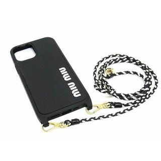 ミュウミュウ(miumiu)の■美品■ miumiu ミュウミュウ iPhone12/12Pro対応 アイフォンケース スマホケース レディース ブラック系 AW1867(その他)