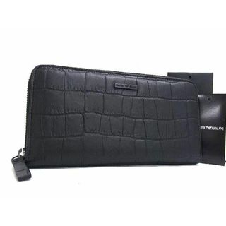 エンポリオアルマーニ(Emporio Armani)の■新品■未使用■ EMPORIO ARMANI エンポリオアルマーニ クロコダイル型押しレザー ラウンドファスナー 長財布 ブラック系 AW5337(長財布)