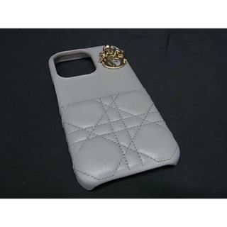 ディオール(Dior)の■極美品■ ChristianDior ディオール レディディオール カナージュ レザー iPhone13Pro 対応 アイフォンケース グレー系 AU7747(その他)