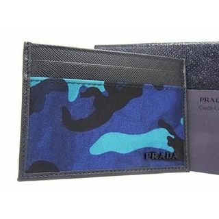 プラダ(PRADA)の■新品■未使用■ PRADA プラダ ナイロン×サフィアーノレザー 迷彩柄 カードケース パスケース レディース ネイビー系 AS7380(その他)