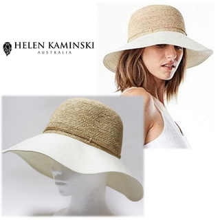 ヘレンカミンスキー(HELEN KAMINSKI)の《ヘレンカミンスキー》新品 現行モデル コットン切替ラフィアハット (57.5)(麦わら帽子/ストローハット)