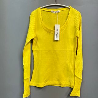 LES HALLES  レスハレス　リブ　Tシャツ　トップス　イエロー　レアール(シャツ/ブラウス(長袖/七分))