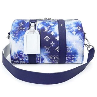 ルイヴィトン(LOUIS VUITTON)のルイ ヴィトン シティ キーポル ショルダーバッグ 斜め掛け モノグラム バンダナ カウハイドレザー ブルー ホワイト 青 白 シルバー金具 M20555 箱付 LOUIS VUITTON（未使用　展示品）(ショルダーバッグ)