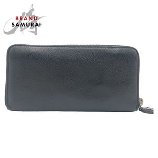 サンローラン(Saint Laurent)のSAINT LAURENT サンローラン ブラック 黒 シルバー金具 レザー 414680 ラウンドファスナー 長財布 メンズ 405336 【中古】(長財布)