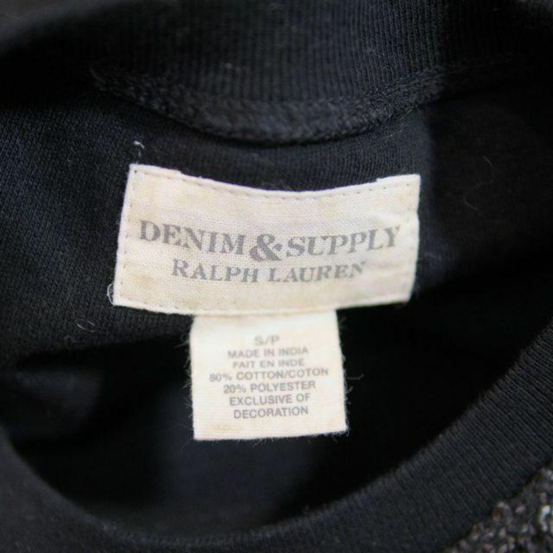 Denim & Supply Ralph Lauren(デニムアンドサプライラルフローレン)の美品 デニム&サプライ ラルフローレン カットソー 長袖 切替 スパンコール 黒 レディースのトップス(カットソー(長袖/七分))の商品写真