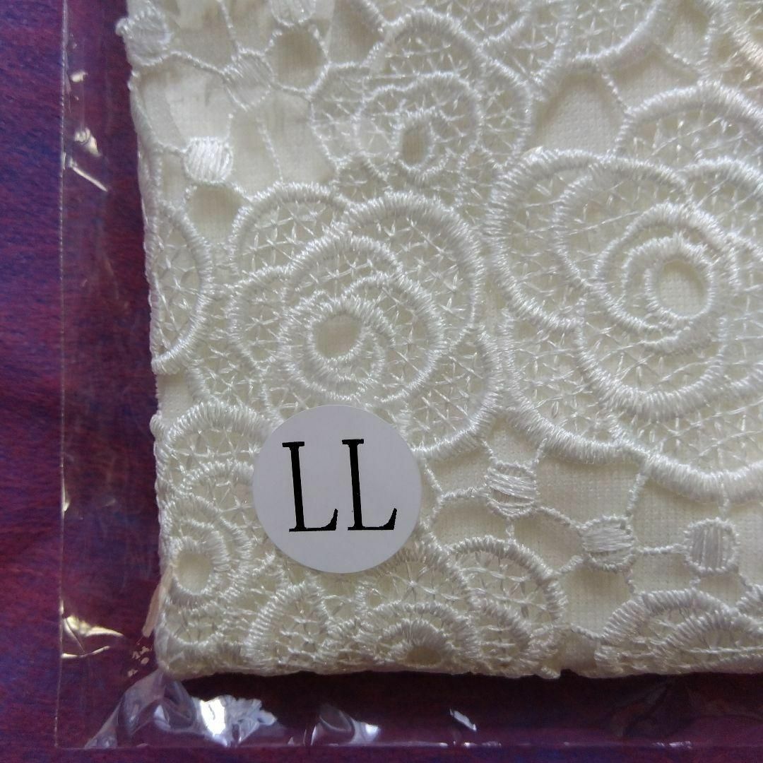 白 フレンチ袖 汗取付 LLサイズ 花柄 レース 綿混インナー　0278 レディースのトップス(カットソー(半袖/袖なし))の商品写真