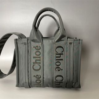 クロエ(Chloe)のChloe 極美品 2way ウッディ ナイロン ハンドバッグ グレー クロエ(ショルダーバッグ)