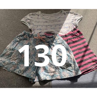 ユニクロ(UNIQLO)のユニクロ　パンツ　Tシャツ　3枚セット　130(パンツ/スパッツ)