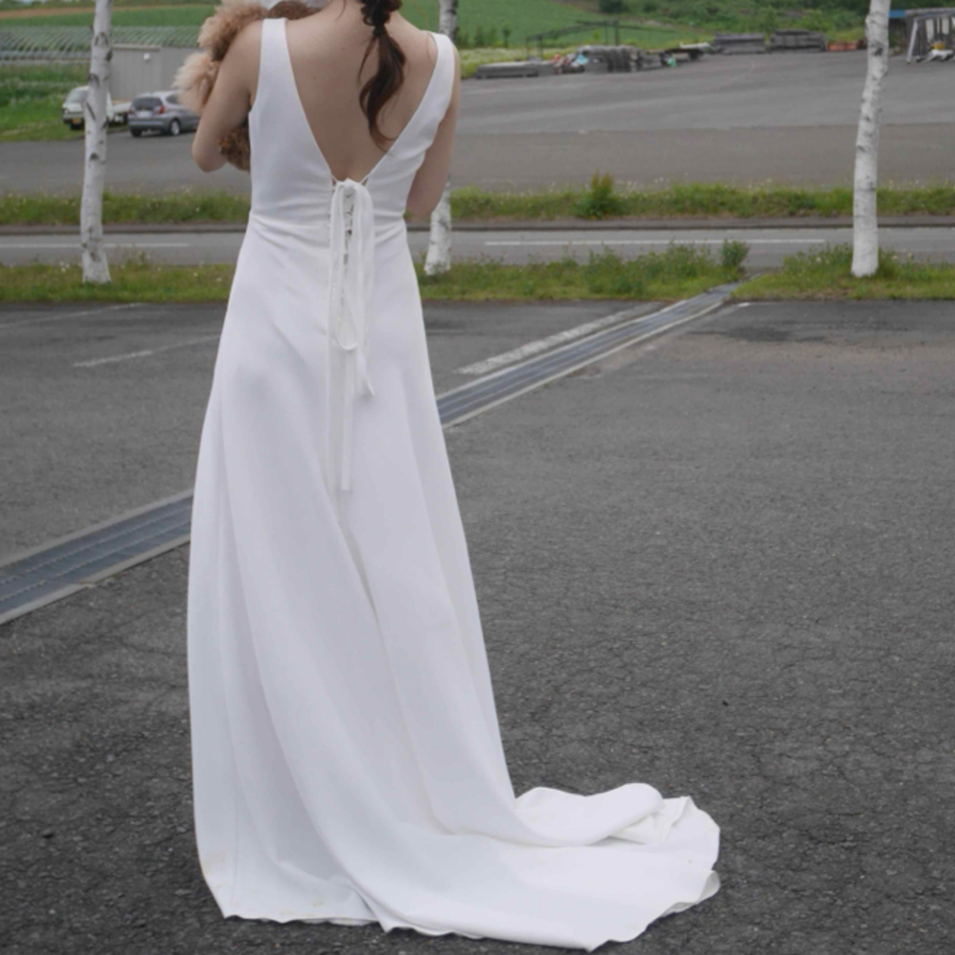 ウェディングドレス ノースリーブ 花嫁ドレス 二次会ドレス 後撮り 前撮り お呼 レディースのフォーマル/ドレス(ウェディングドレス)の商品写真