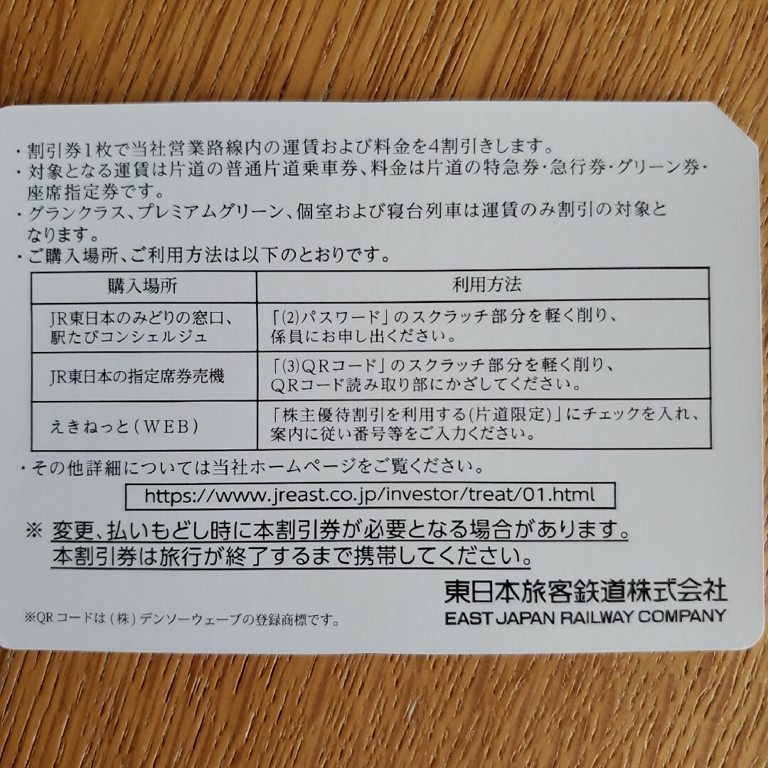 JR(ジェイアール)のJR東日本株主優待割引券　3枚 チケットの乗車券/交通券(鉄道乗車券)の商品写真