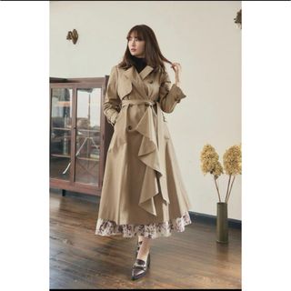 herlipto Gaba Ruffled Cotton Trench Coat